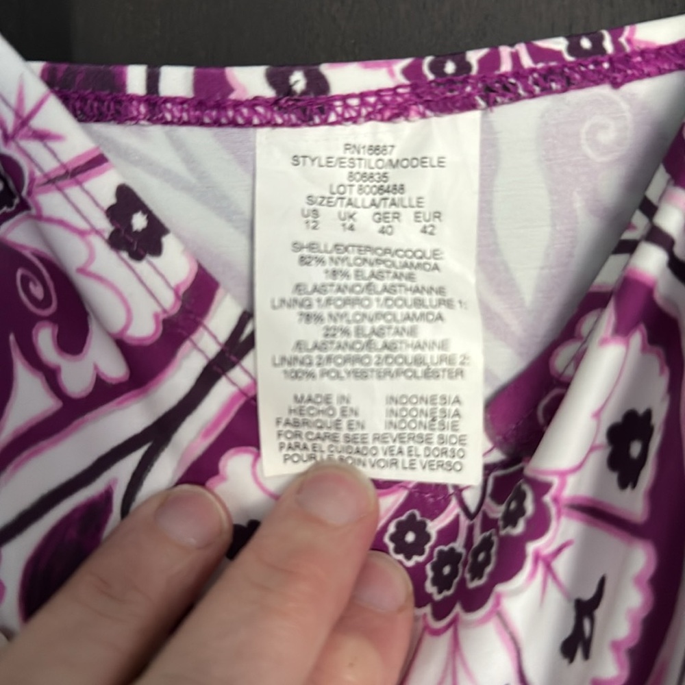 Swim Solutions NWT Magenta one piece Swim Suit Size 12 - Picture 4 of 8